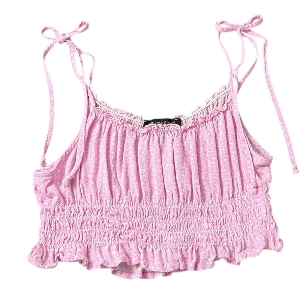 Kendall + Kylie | Pink Floral Crop with Tie Straps